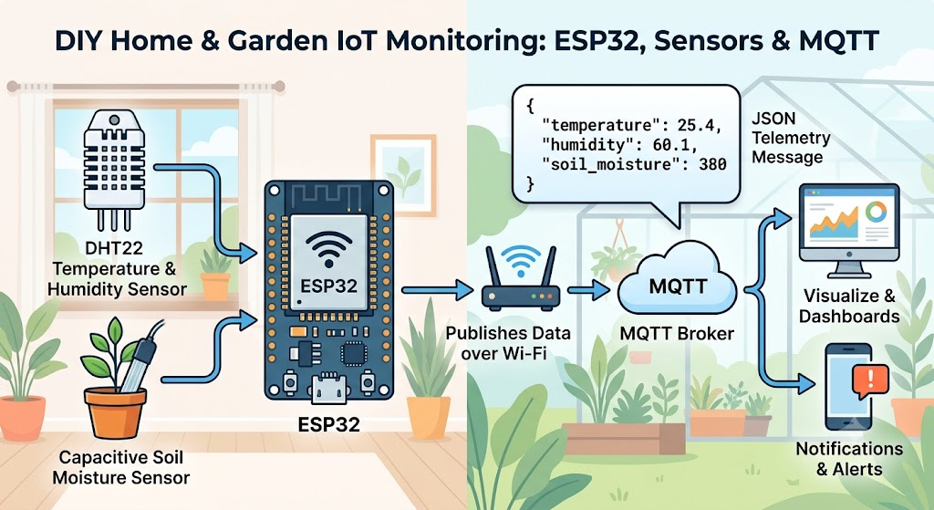 ESP32 Temperature and Moisture Monitoring with MQTT